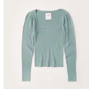 Square-Neck Puff Sleeve Sweater